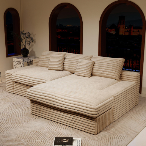 Beige + Espuma + 4 Asientos + Espuma