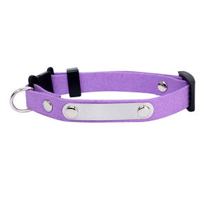 <span class=keywords><strong>Collar</strong></span> de gato de poliéster suave con patrón sólido Etiqueta de nombre de acero inoxidable y campana de anillo - Product Image 5