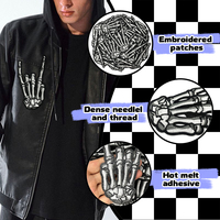 Parches Bordados Personalizados con Logotipo, Diseño de Mano de Esqueleto, Parches Termoadhesivos, Mini Parches de Velcro Personalizados para Motociclistas