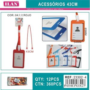 Porta Tarjetas de Identificación Vertical Ilan con Cordón de 43 cm, Color Rojo, para Tarjetas de Trabajo - Product Image 3