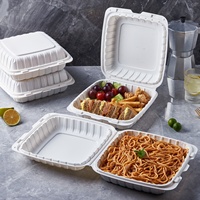 Boîte à lunch américaine Packtastic de 9 pouces à compartiment unique, boîte d'emballage alimentaire en plastique monobloc, boîte à emporter MFPP, boîte à burger