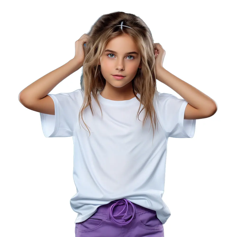 Camiseta 100% algodão personalizada de fábrica, camiseta barata com gola redonda, estilo casual infantil, tecido de malha respirável para meninos e meninas, atacado, 2024