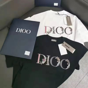 Camiseta de algodón informal con logotipo personalizado para hombre y mujer, sudadera de manga corta con bordado de algodón - Product Image 1