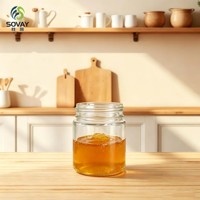 Stoples Kaca Transparan Mulut Lebar 200ml untuk Penyimpanan Biji Kopi, Biji-bijian, Barang Kering, dan Kue