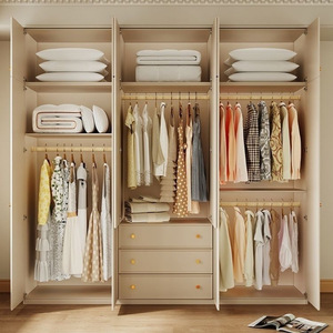 <span class=keywords><strong>Armoire</strong></span> Modulaire Contemporaine de Style Français, Blanc Crème, avec Tiroirs Intégrés, Penderie Polyvalente pour Chambre à Coucher - Product Image 2