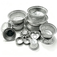 Contenant rond jetable en aluminium pour tarte aux œufs, moule de cuisson, emballage pour friteuse à air, résistant aux hautes températures et recyclable.
