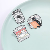 Broche en émail à thème animalier avec texte humoristique 'Late Excuse Cat', pour vêtements et sacs, badge décoratif