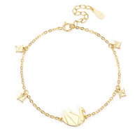 Bracelet tendance et élégant en argent sterling 925 plaqué or avec motif grue de papier, pour femme, idéal pour l'été, personnalisable