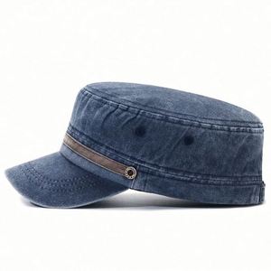 Arrival Faded Cotton <b>Flat</b> Top Camp <b>Cap</b> Breathable Outdoor Sun Hat Two Tone Sports <b>Cap</b> for <b>Men</b> - Product Image 1