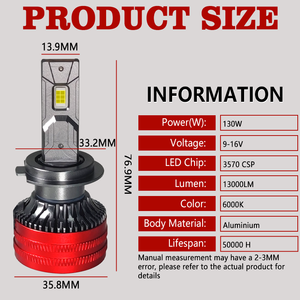 נורת לד לרכב בעוצמה גבוהה 120W 38000 לומן 3570 שבבי CSP CANBUS H1 H4 H7 H11 9005 12V 24V 6000K - Product Image 6