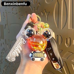 Nuevo Llavero Creativo con Diseño <span class=keywords><strong>de</strong></span> Cabeza <span class=keywords><strong>de</strong></span> <span class=keywords><strong>Mickey</strong></span> Relleno <span class=keywords><strong>de</strong></span> Aceite y Efecto <span class=keywords><strong>de</strong></span> Arena Movediza, Colgante para Coche y Bolso, Decoración, Modelo al por Mayor - Product Image 3