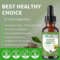 Gouttes liquides multivitaminées au corossol 60 ML – Complément multivitaminé entièrement naturel à base de plantes, fabriqué avec du corossol pur et des baies mélangées
