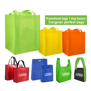 Customized Logo Reusable Heavy Duty Blue Black Red Shopper Tote Square Bottom Non Woven Grocery Totes Bags for Advertising