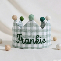 Chapeau personnalisé brodé à rayures pour fête de bébé, chapeau personnalisé à carreaux, couronne d'anniversaire pour enfants et tout-petits