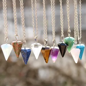 6 각형 탄알 수정같은 목걸이 Pendulums 보석 소녀를 위한 자연적인 다 원석 펀던트 목걸이 원석 치유 돌