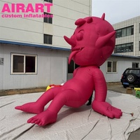 Personnage gonflable de démon rose sur mesure, installation artistique pour parc d'Halloween, figurine gonflable de démon pour la décoration d'événements festifs