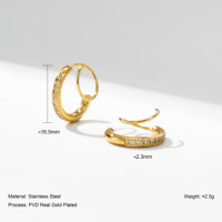 Pendientes de Aro en Espiral YF3632, Joyería Antideslustre de Acero Inoxidable, Chapados en Oro de 18k, con Zirconia, Diseño de Doble Hélice