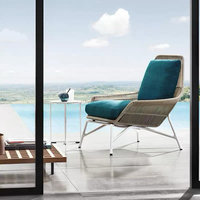 Ensemble de sièges de patio extérieur en teck et aluminium avec coussins en mousse haute densité et housses amovibles