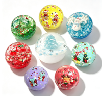 Balle créative de Noël faite à la main de 6 cm en mousse, argile et TPR, jouet anti-stress à presser, coque transparente, pour fêtes de fin d'année, garçons et filles