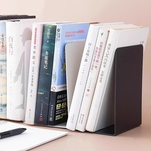 Sujetalibros en forma de L, 12x11,8x17cm, soporte de plástico para libros, organizador de escritorio para oficina, almacenamiento para estudiantes, blanco, negro, gris - Product Image 2