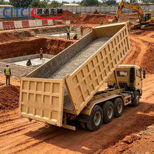 Semi-<span class=keywords><strong>remorque</strong></span> benne tri-essieux économique avec plancher sur mesure résistant à l'usure pour la logistique des fosses à sable et des terrains de gravier - Product Image 1