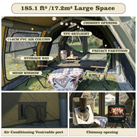 Tente gonflable Coody 17.2 Familia Pro Air - Vert armée, tissu en coton imperméable, tente de camping de luxe grande et pliable, directement de l'usine