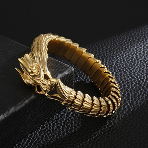 Bracciale di Lusso con Drago Placcato Oro Nero per Uomo, Catena in Acciaio Inox con Motivo a Scaglie di Drago per Regalo, Anniversario, Festa - Product Image 6