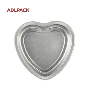 ABLPACK Outils de cuisson personnalisés Récipient alimentaire en forme de coeur Mini moules à gâteau jetables Plateau en aluminium