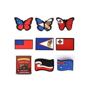 Bandeira de Cook Island Charme de tamanco para sapato, bandeira maorí, pingente de renda personalizada, Rarotonga, bandeira de Tonga, decoração de sapato, bandeira samoana