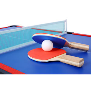 Mesa de Juego Familiar 5 en 1: Billar, Hockey de Mesa, Futbolín, Ping Pong, Baloncesto, Superficie de Cuero Plegable - Product Image 4