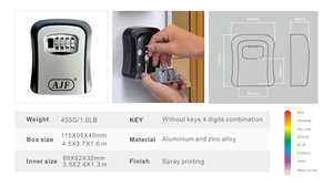 AJF Zinc Alloy Grey 4-Digit Combination Outdoor Wall Mounted <strong>Key</strong> Storage Safe Lock <strong>Box</strong> High Security Portable Home <strong>Key</strong> <strong>Holder</strong> - Product Image 6