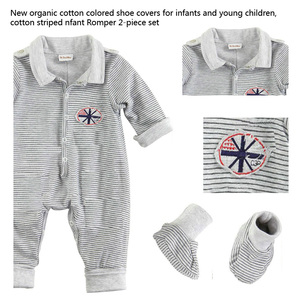 Yeni organik pamuk yarım açık tulum uzun kollu çift katmanlı ayak koruyucu bebek küçük yaka bebek tulum tulum 2-piece Set - Product Image 6