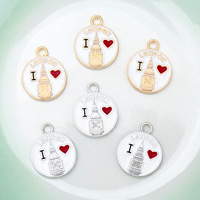 Nouveaux pendentifs créatifs en alliage Kusa pour bijoux DIY, style unique, motif rond, émail goutte d'huile, pour colliers et bracelets - Vente directe usine