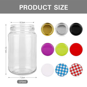 Botella de Vidrio Redonda Hermética para Alimentos al por Mayor, 370 ml, Tarro de Almacenamiento de Vidrio Transparente para Mermelada y Miel con Tapa de Rosca - Product Image 6