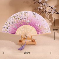 Éventail en bambou de 21 cm avec pompon style ange pour spectacle de danse, cadeau de mariage, vente en gros, écologique