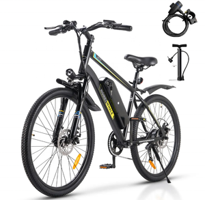 Vélo électrique pliable à suspension avant 7 vitesses, frein à disque, 450W MAX, autonomie 50KM, pneus pneumatiques, acier au carbone intégré, 7 heures d'autonomie - Product Image 1
