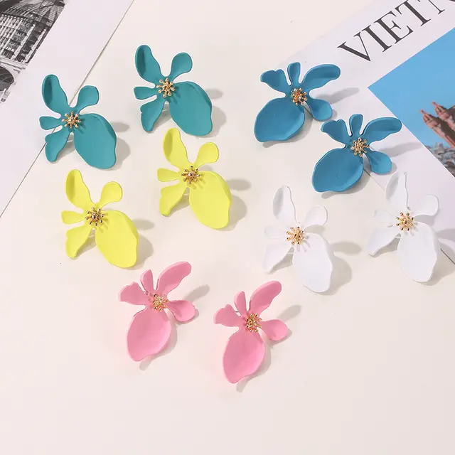 Suppper Trendy Fancy Boho Jewelry Colorful Flower Earrings