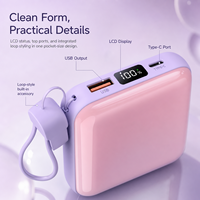 Batterie externe portable 10000mAh 22.5W avec charge rapide PD, charge sans fil, câble Type-C détachable intégré, écran LCD numérique