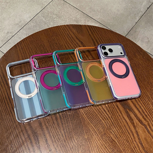 Magnetic Blocking 360°Ring Metal <b>Holder</b> Case for <b>iPhone</b> 18 PM 17 15 16 14 Pro Max Frosted Gradient Contrasting Colors Design - Product Image 1