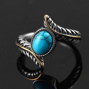 Nouveauté 2024 : Bijoux en turquoise, plumes, cadeaux, bracelets ouverts, bagues en acier inoxydable 316L, directement de l'usine - Product Image 5