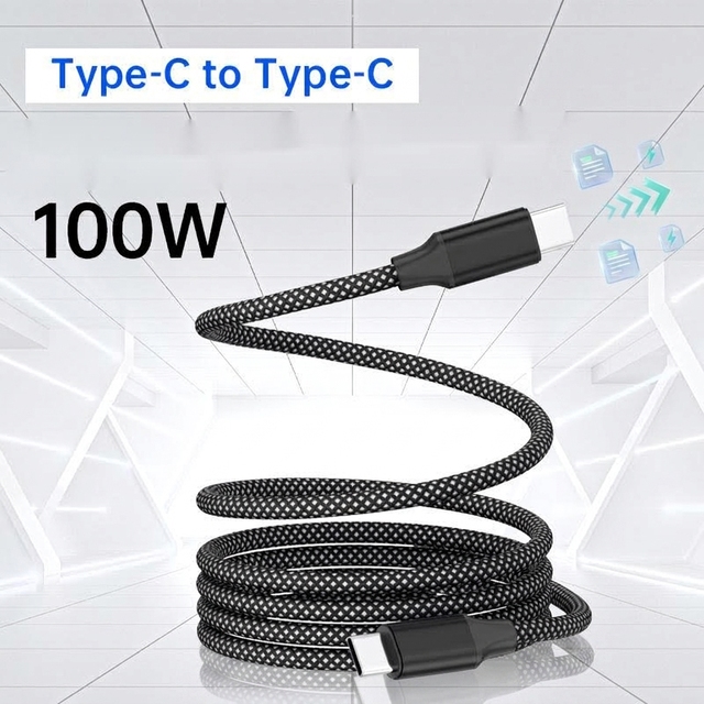 Magnetic Self-Winding Type-C to Type-C USB2.0 5A Fast Charging 100W/240W Nylon Cable for Mobile Phones