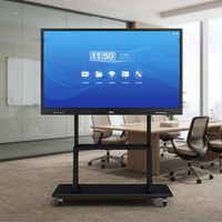 Kiosque intelligent mobile 65'' 75'' sur pied avec écran plat interactif 4K pour vidéoconférence et support à roulettes