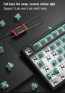 <span class=keywords><strong>Clavier</strong></span> de jeu mécanique sans fil BT 2.4G filaire 98 touches PC OEM GASKET avec rétroéclairage RVB et touches interchangeables à chaud - Product Image 2