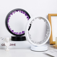 Amethyst-Kristallring-Lampe LED-Beleuchtete Runde Stein-Dekorative Tischlampe für Zuhause Schlafzimmer Geschenk
