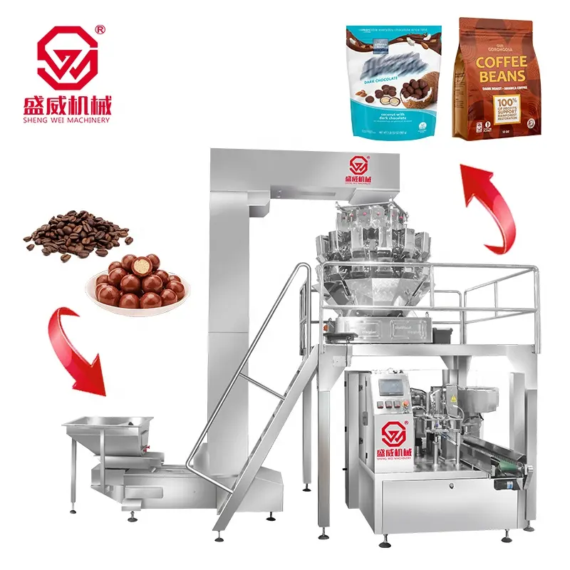 Shengwei Automatic Snacks Salt Sugar Snus Powder Filling Cookies Bean Bag Packaging Machine Pouch Granule Spice Packing Machine