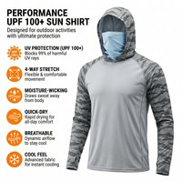 Sweat à capuche de pêche personnalisé pour homme UPF50+ Séchage rapide Protection UV Manches longues avec masque intégré