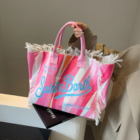 Grand sac fourre-tout en toile avec franges - Sac à bandoulière fait main pour femmes, usage quotidien et plage