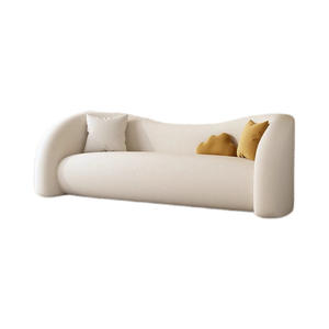 Cream Colored Curved <b>Sofa</b> Oval Shape Foam Filling Art Pattern Living Room <b>Sofa</b> - Product Image 5