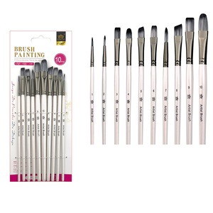 Juego de 6 Pinceles de Artista con Puntas de Nailon Sintético para Pintura Acrílica, Óleo, Acuarela, Suministros de Arte - Product Image 6