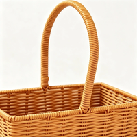 Panier rectangulaire en PP tissé à la main imitation rotin avec poignée, panier de rangement pour fleurs, cadeaux et bonbons d'Halloween